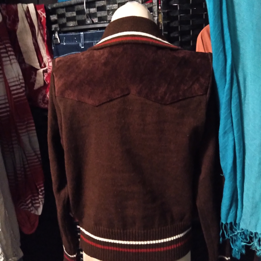 Elegant Brown and Cream Leather Jacket By Ms Pioneer - Picture 5 of 5